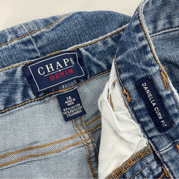 Chaps Womens Daniella Curvy Fit Jeans Blue Denim Cotton Blend 14 - Picture 6 of 7